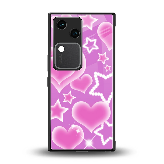 Pink Celestia back phone cover | glass case for vivo v30
