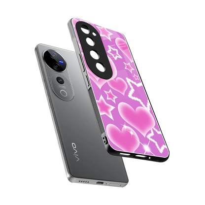 Pink Celestia sleek vivo v40 pro cover with tempered glass back and TPU edges