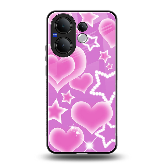 Pink Celestia back phone cover | glass case for vivo v60