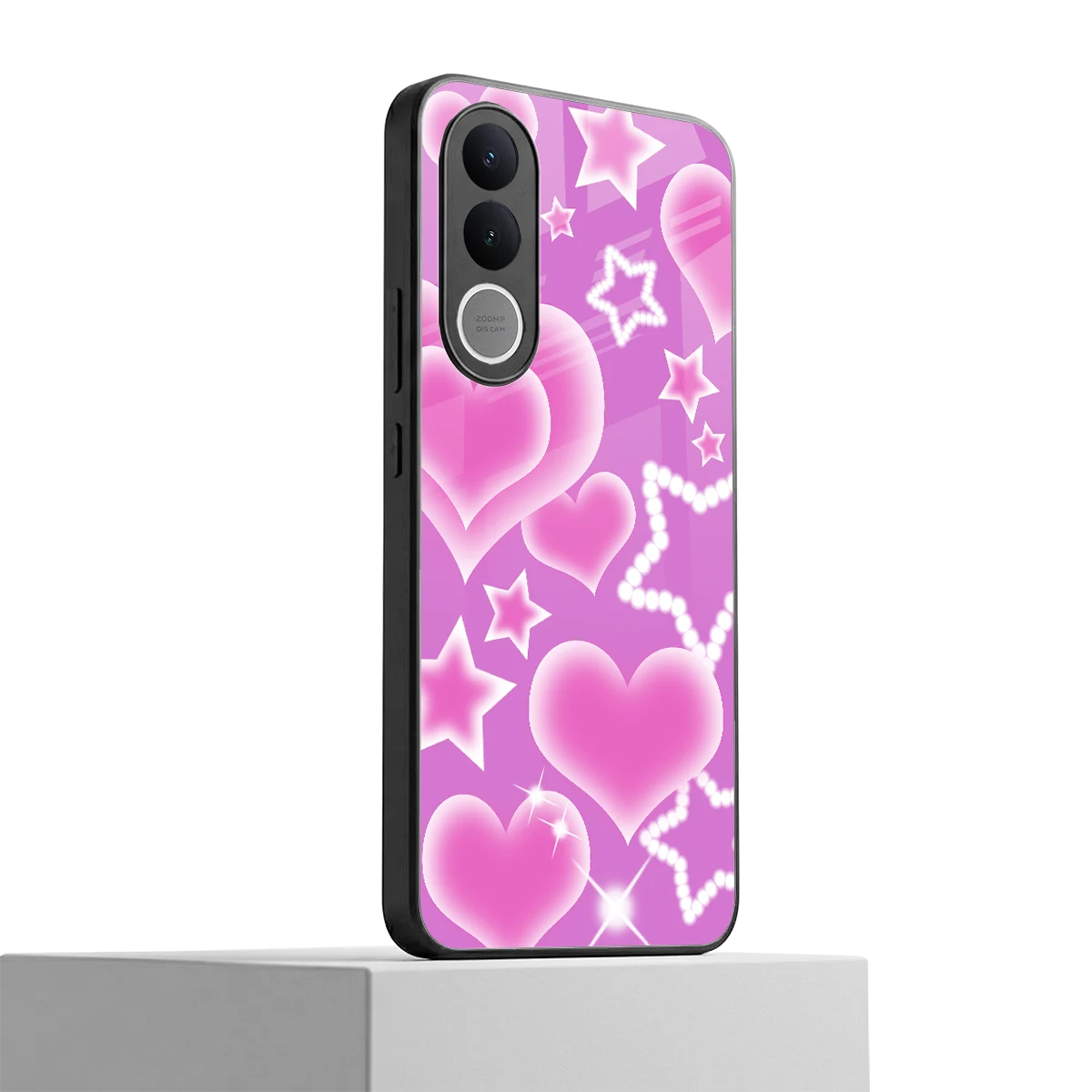 Pink Celestia vivo v70 fe mobile cover | shockproof glass phone case