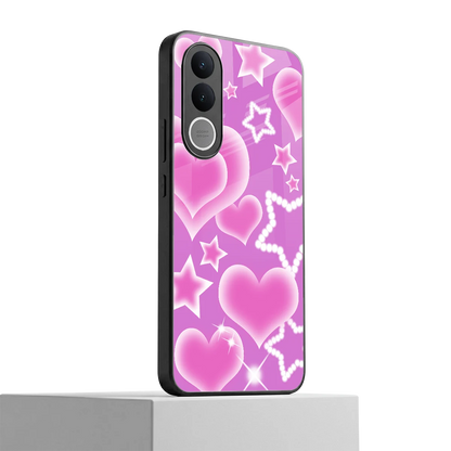 Pink Celestia vivo v70 fe mobile cover | shockproof glass phone case
