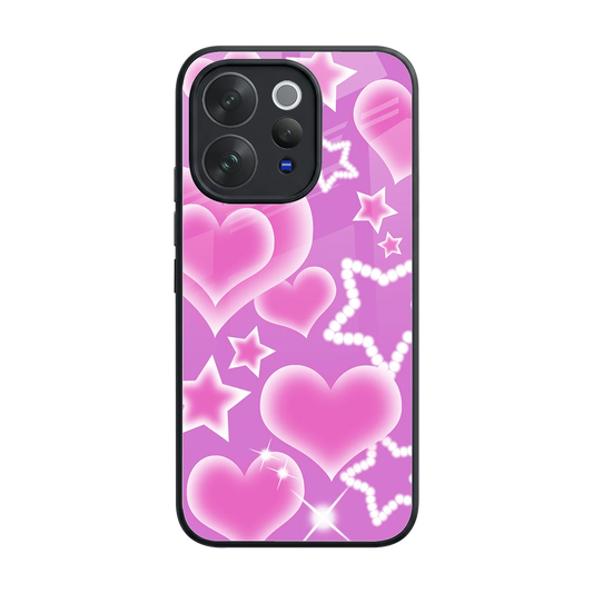 Pink Celestia back phone cover | glass case for vivo v70