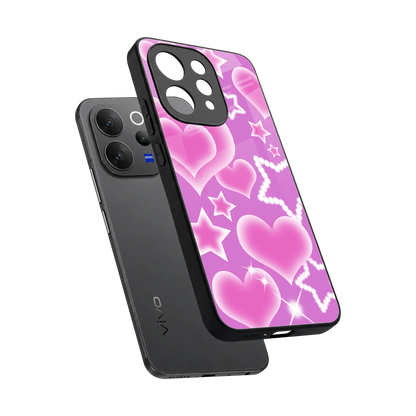 Pink Celestia sleek vivo v70 elite cover with tempered glass back and TPU edges
