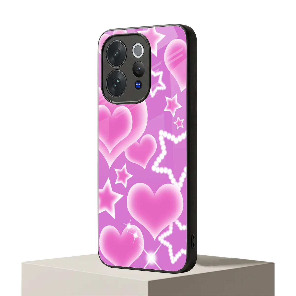 Pink Celestia vivo v70 mobile cover | shockproof glass phone case