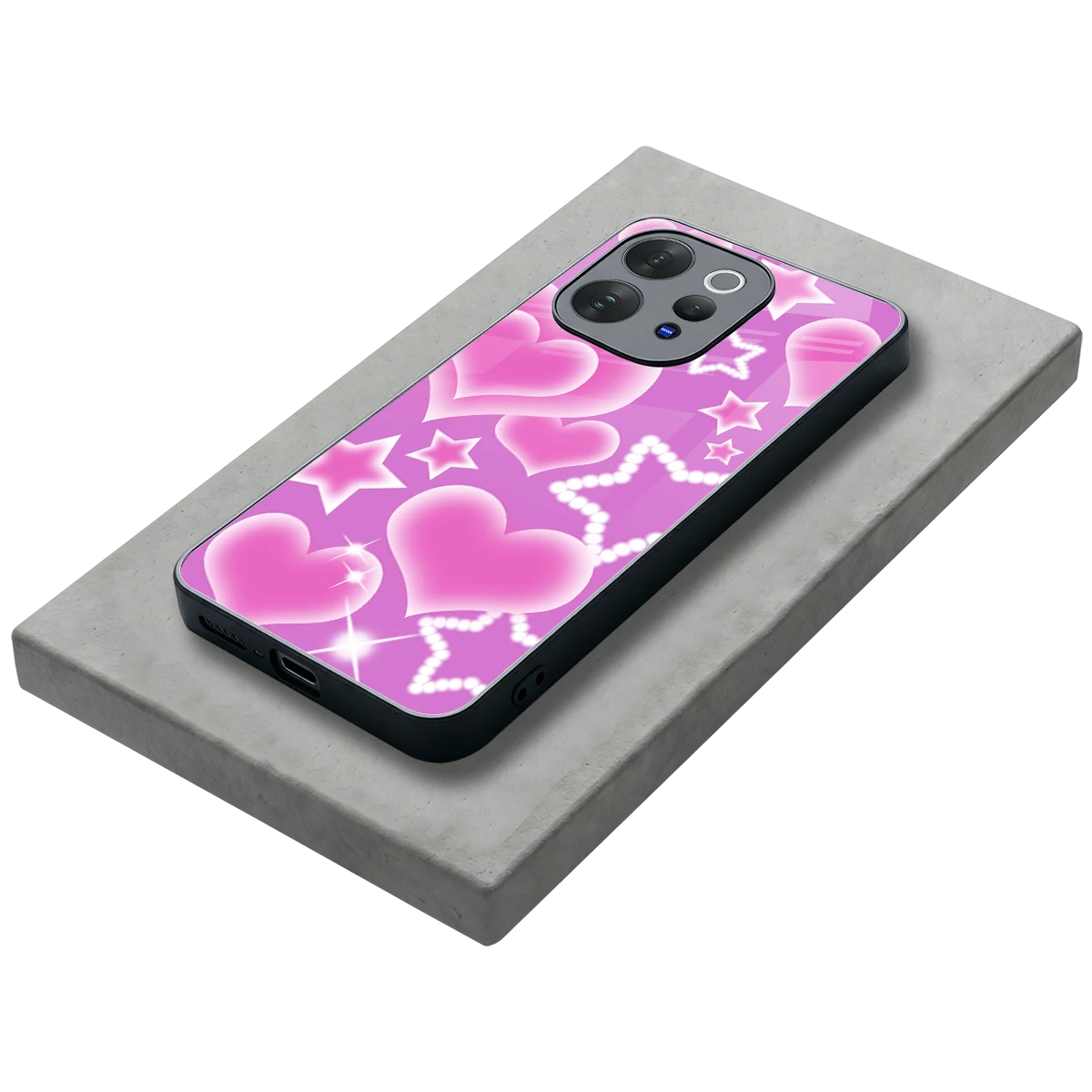 Pink Celestia stylish phone case for vivo v70 elite | glossy glass and slim fit
