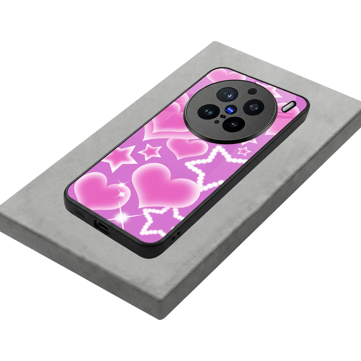 Pink Celestia stylish phone case for vivo x200 pro | glossy glass and slim fit