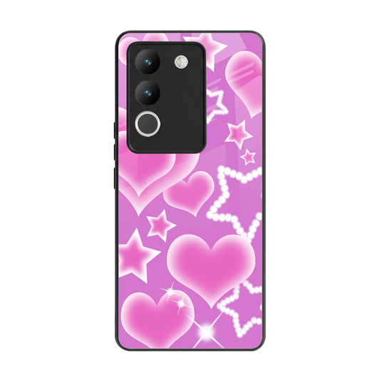 Pink Celestia back phone cover | glass case for vivo y200 5g