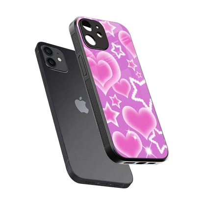 Pink Celestia sleek iphone 12 cover with tempered glass back and TPU edges
