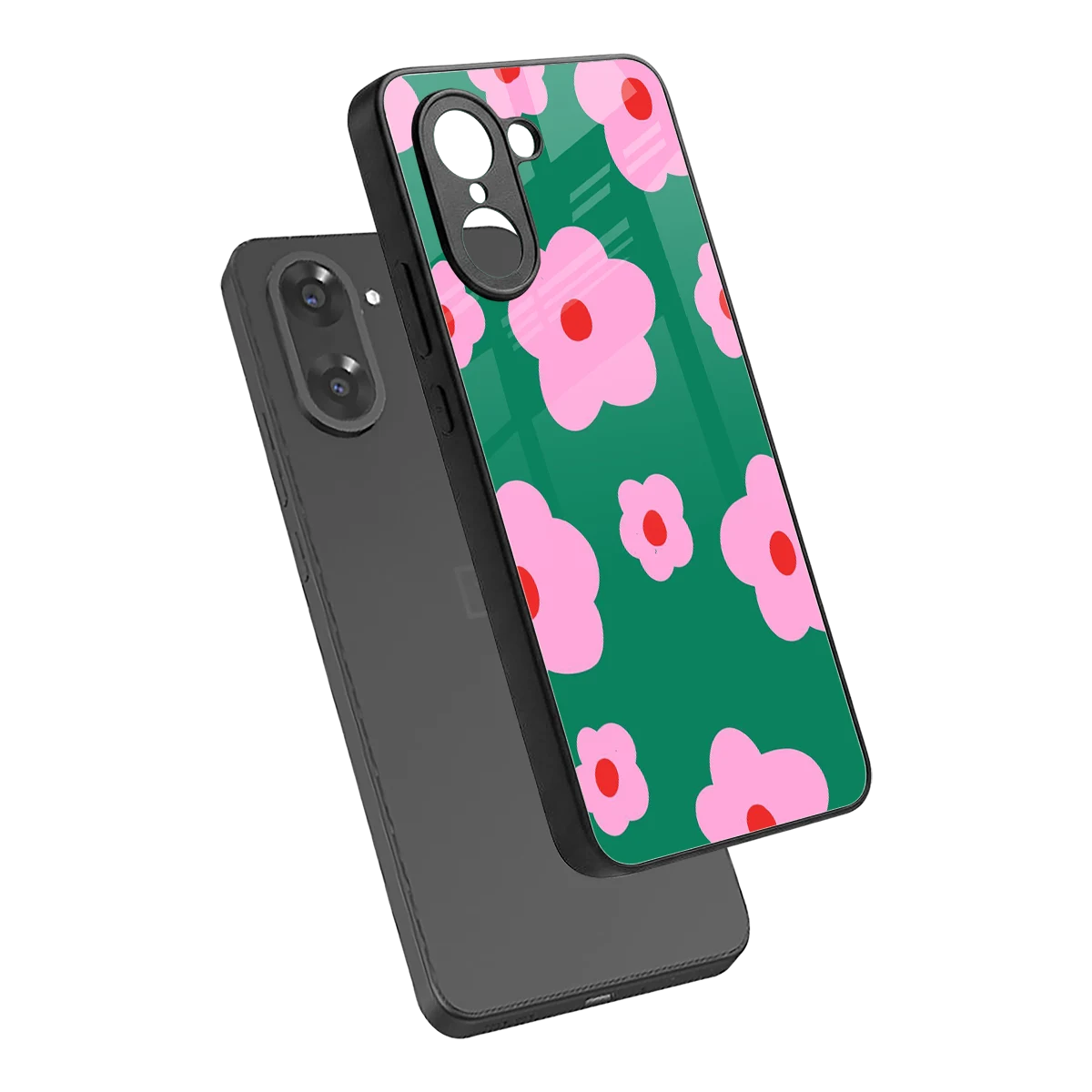 Pink Petal Parade sleek oneplus nord ce5 5g cover with tempered glass back and TPU edges