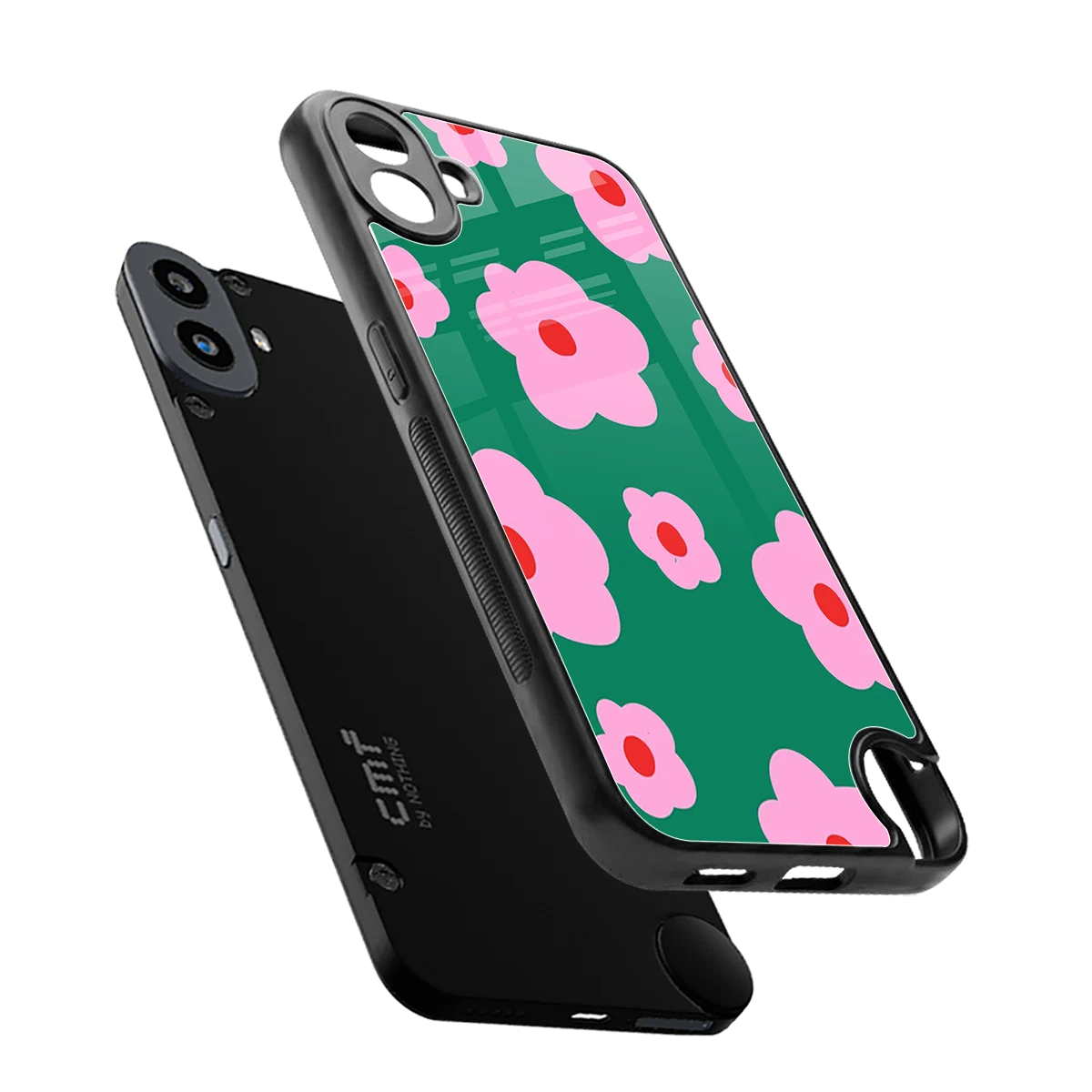 Pink Petal Parade sleek cmf nothing phone 1 cover with tempered glass back and TPU edges