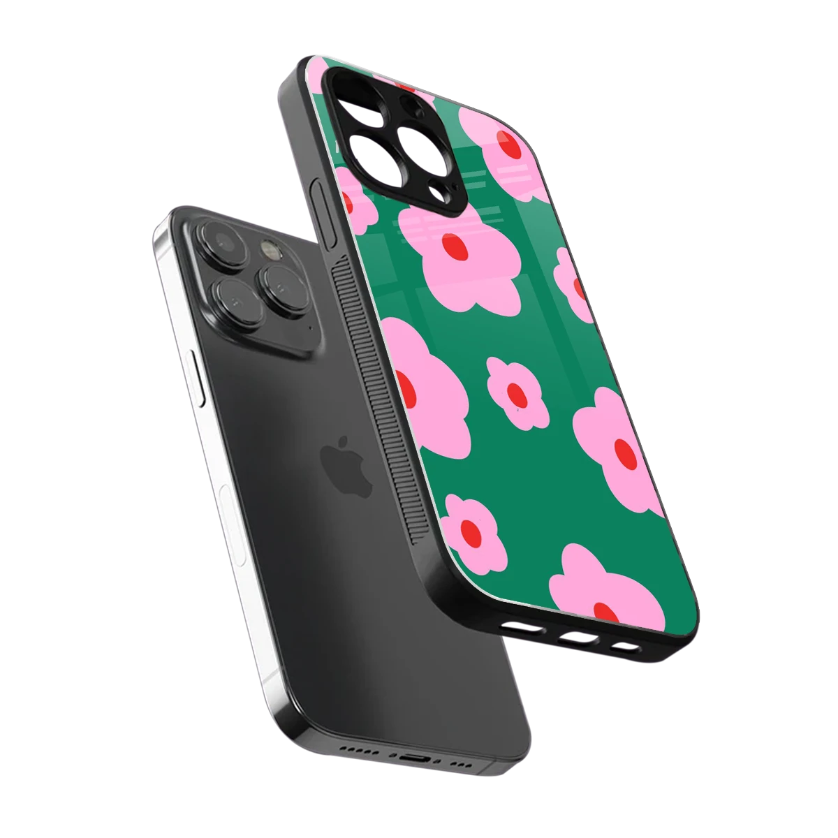 Pink Petal Parade sleek iphone 13 pro cover with tempered glass back and TPU edges