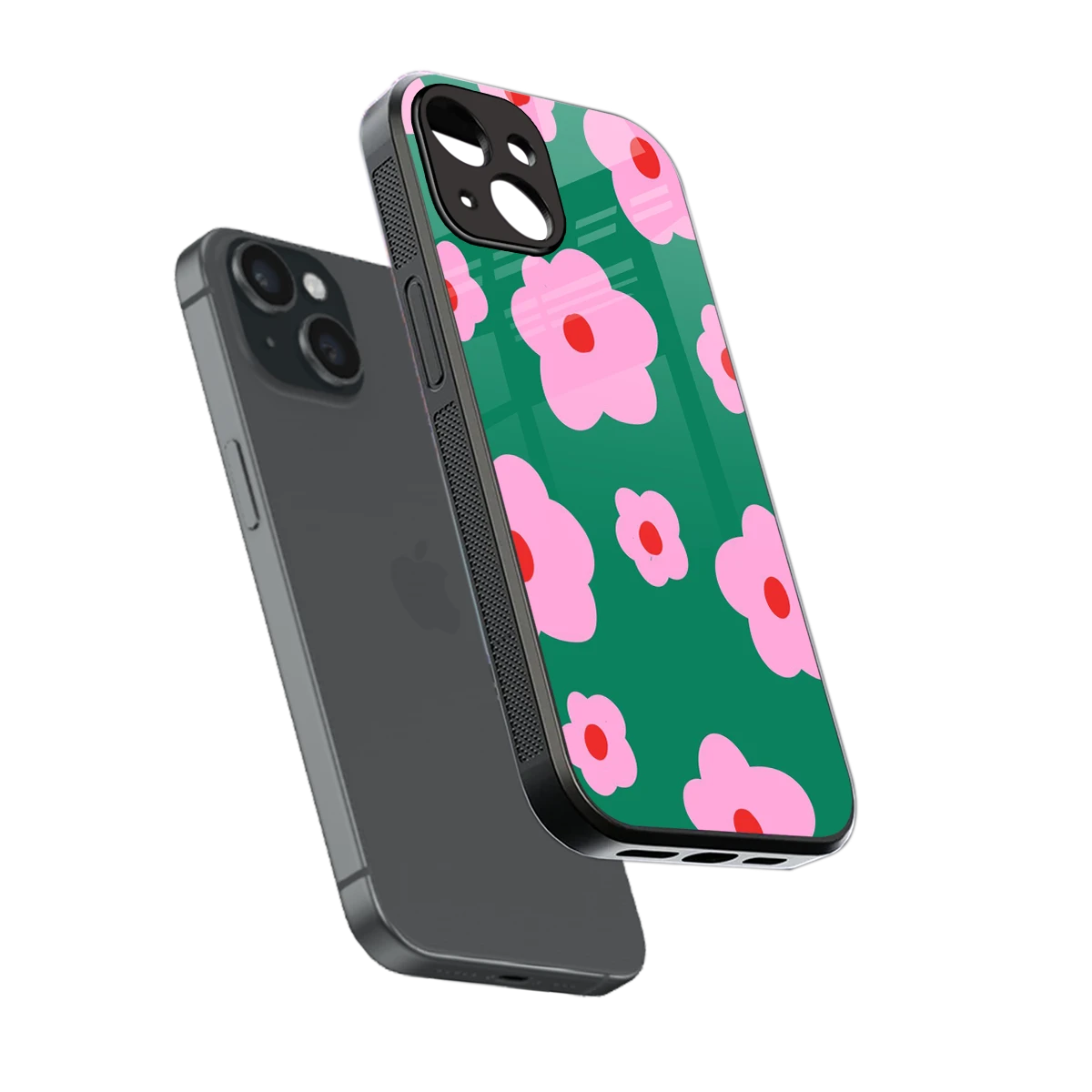 Pink Petal Parade sleek iphone 15 cover with tempered glass back and TPU edges
