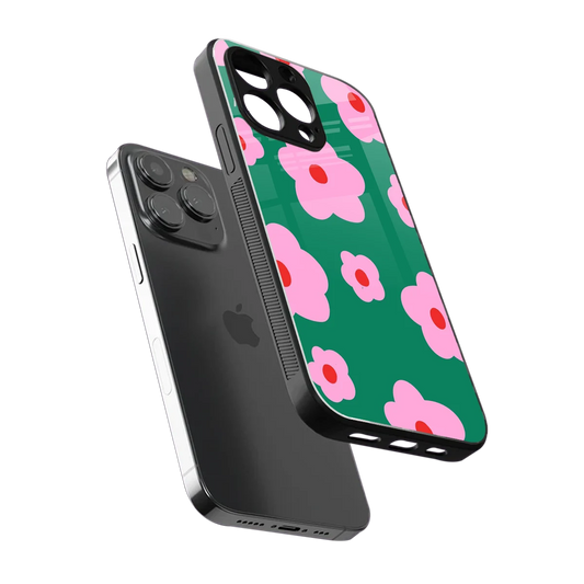 Pink Petal Parade sleek iphone 16 pro max cover with tempered glass back and TPU edges