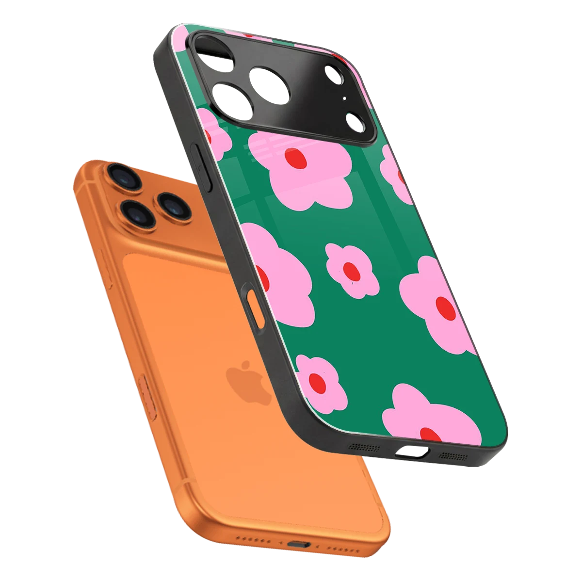 Pink Petal Parade sleek iphone 17 pro cover with tempered glass back and TPU edges