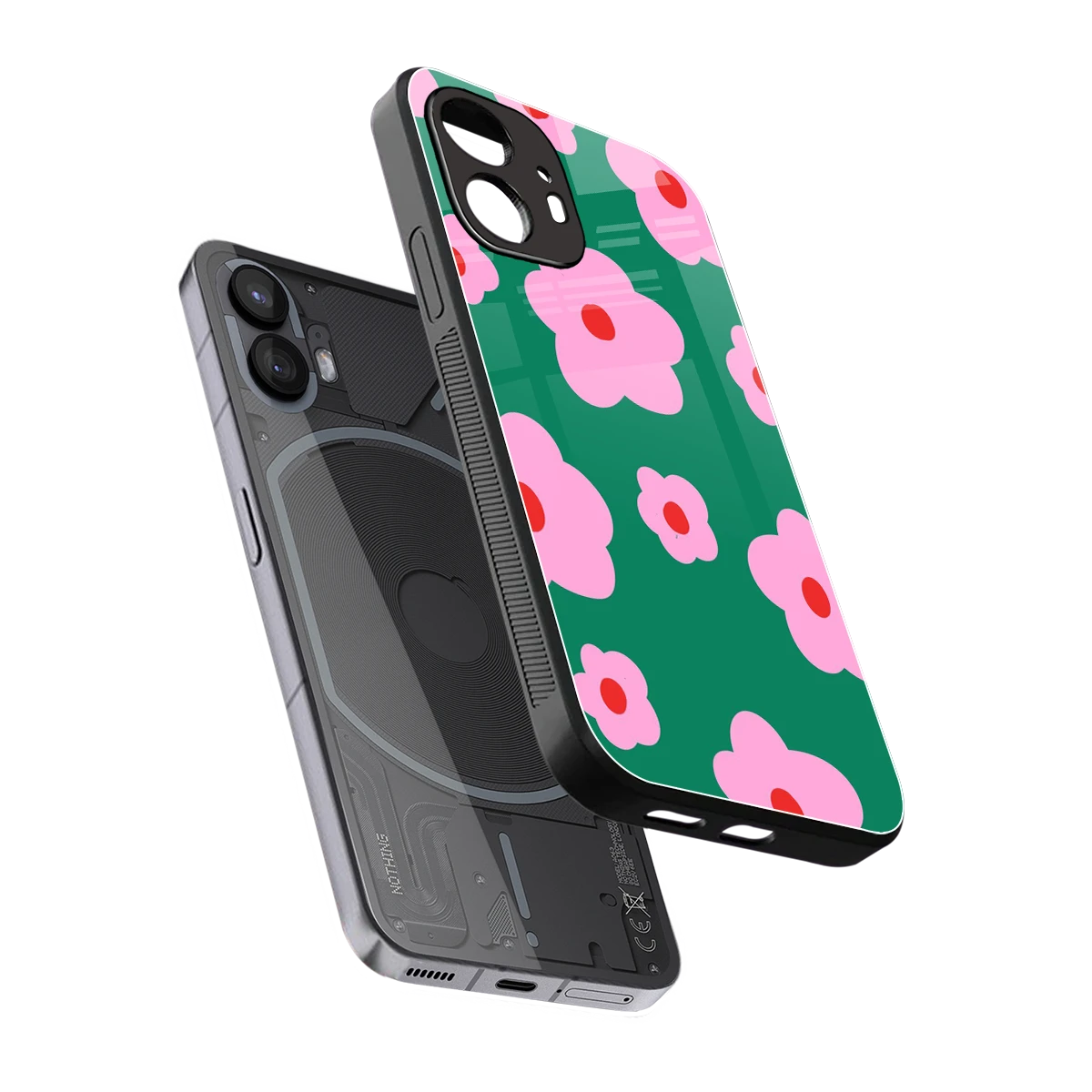 Pink Petal Parade sleek nothing phone 2 cover with tempered glass back and TPU edges