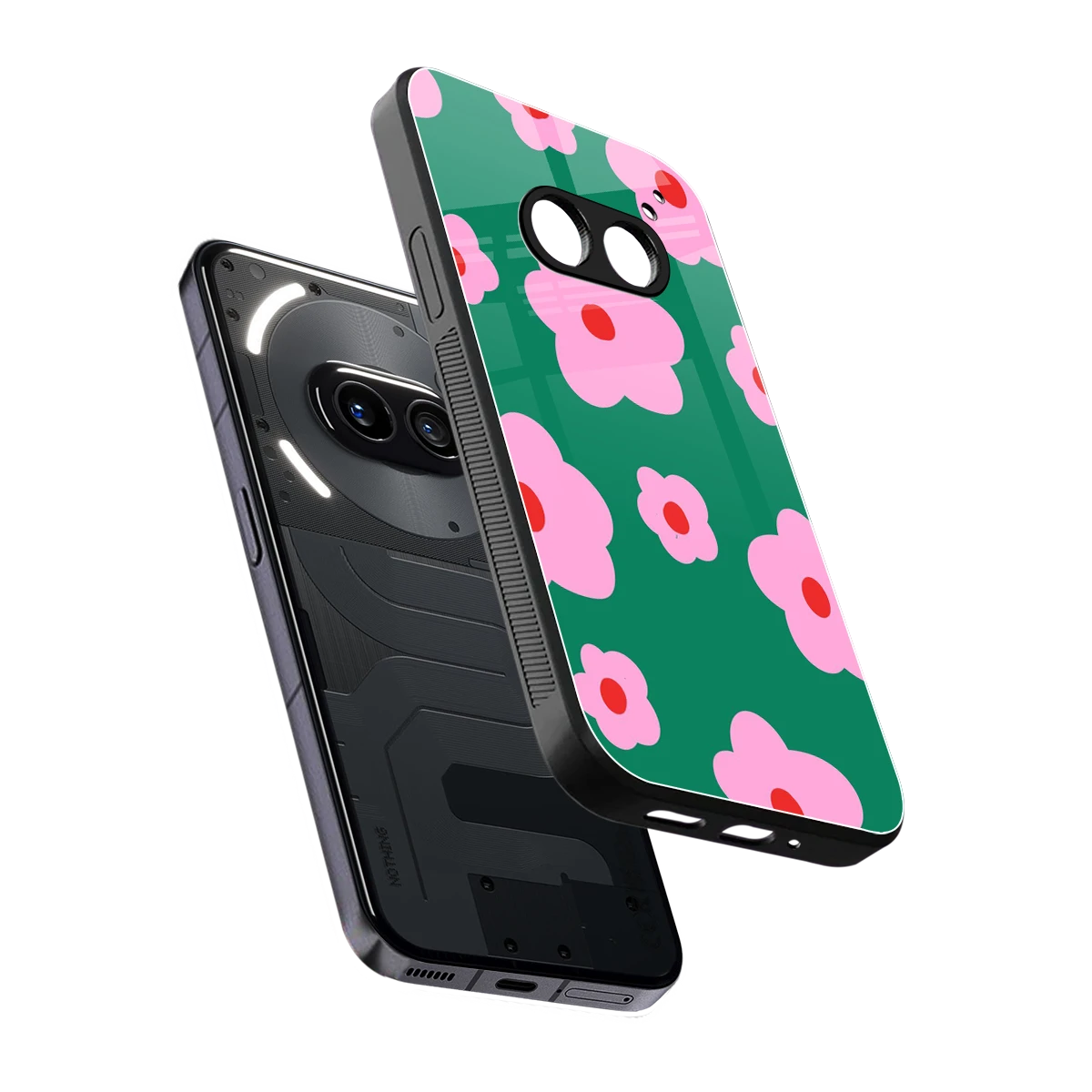 Pink Petal Parade sleek nothing phone 2a plus cover with tempered glass back and TPU edges