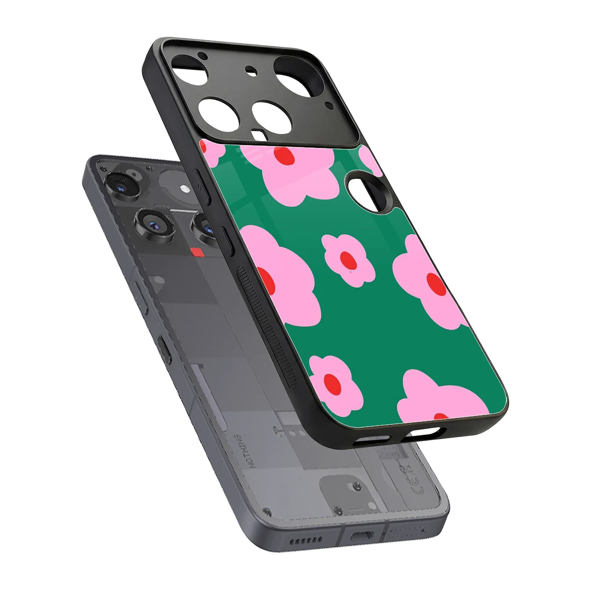 Pink Petal Parade sleek nothing phone 3 cover with tempered glass back and TPU edges