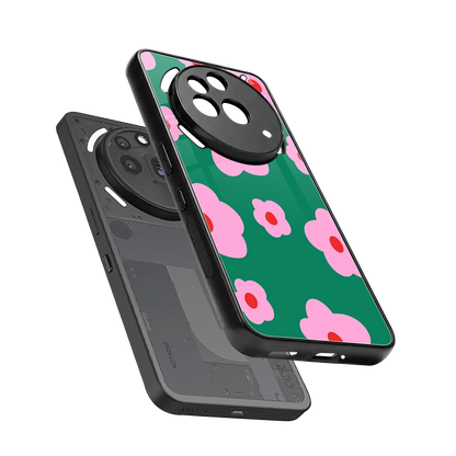 Pink Petal Parade sleek nothing phone 3a pro cover with tempered glass back and TPU edges