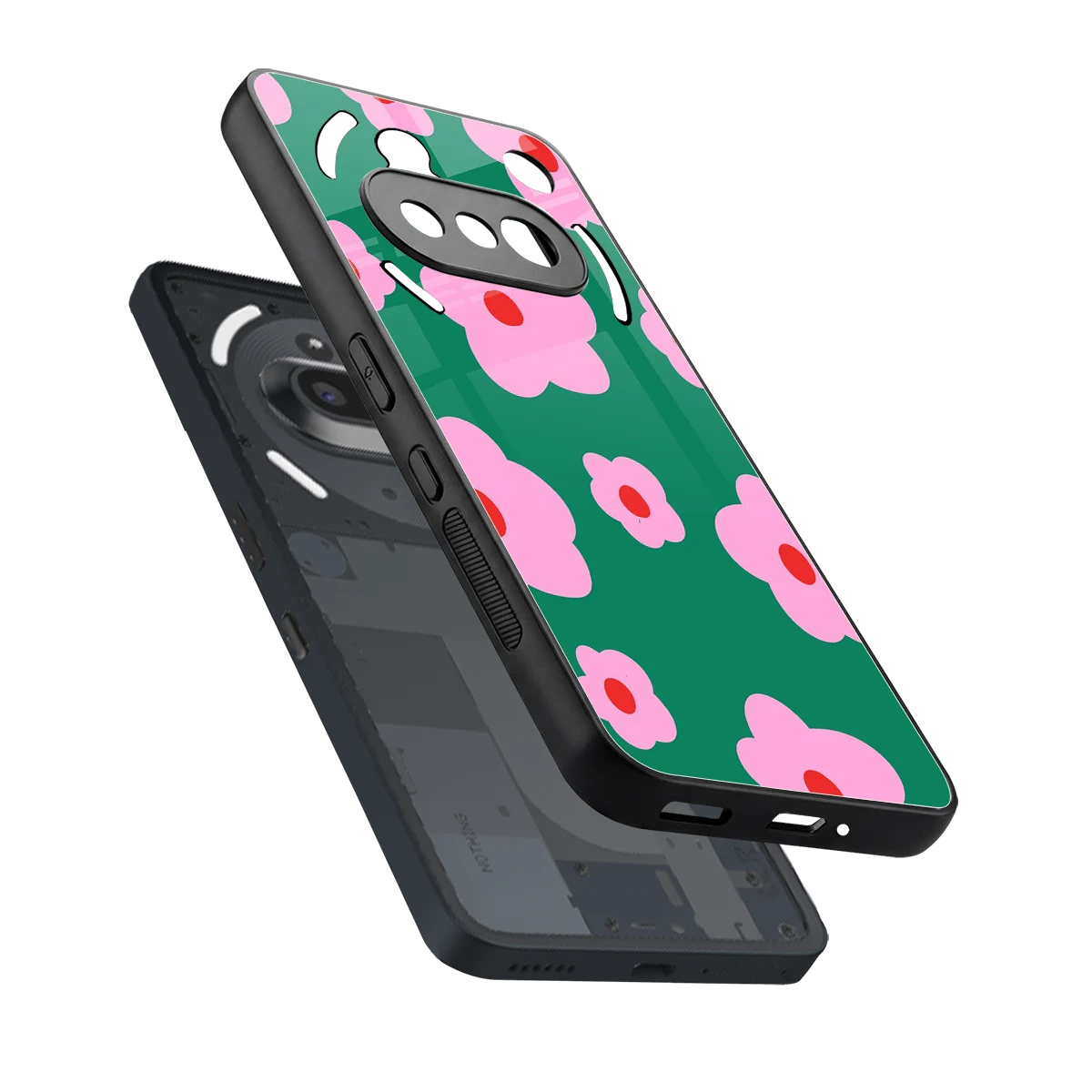 Pink Petal Parade sleek nothing phone 3a cover with tempered glass back and TPU edges