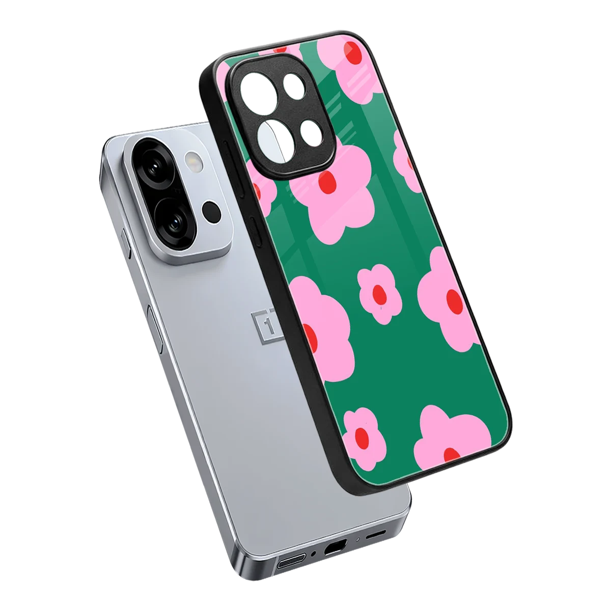 Pink Petal Parade sleek oneplus 13s cover with tempered glass back and TPU edges