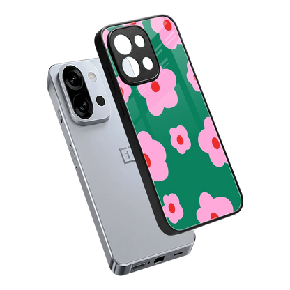 Pink Petal Parade sleek oneplus 13s cover with tempered glass back and TPU edges