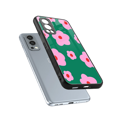 Pink Petal Parade sleek oneplus nord 2 cover with tempered glass back and TPU edges