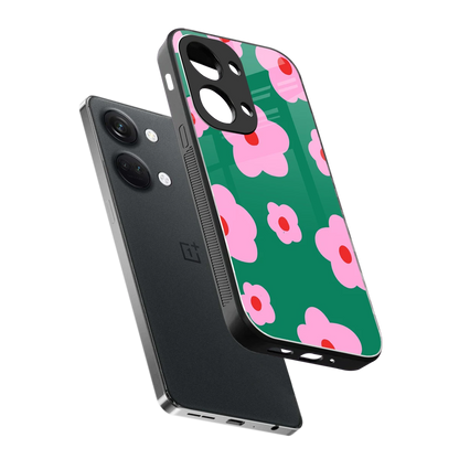 Pink Petal Parade sleek oneplus nord 3 cover with tempered glass back and TPU edges
