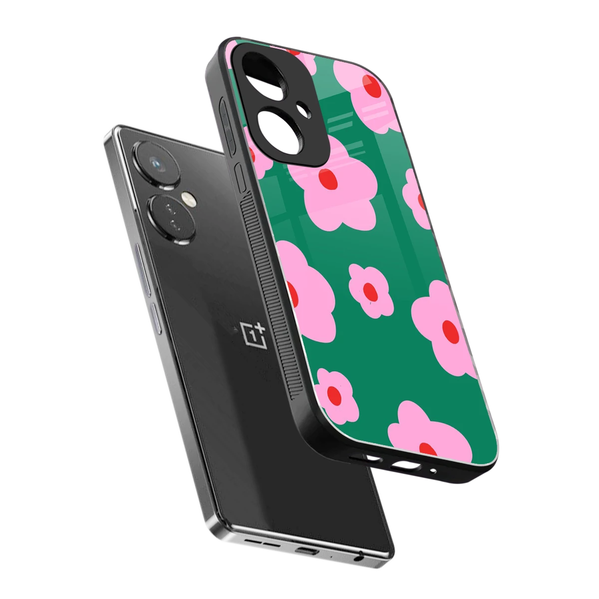 Pink Petal Parade sleek oneplus nord ce 3 cover with tempered glass back and TPU edges