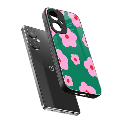 Pink Petal Parade sleek oneplus nord ce 3 cover with tempered glass back and TPU edges