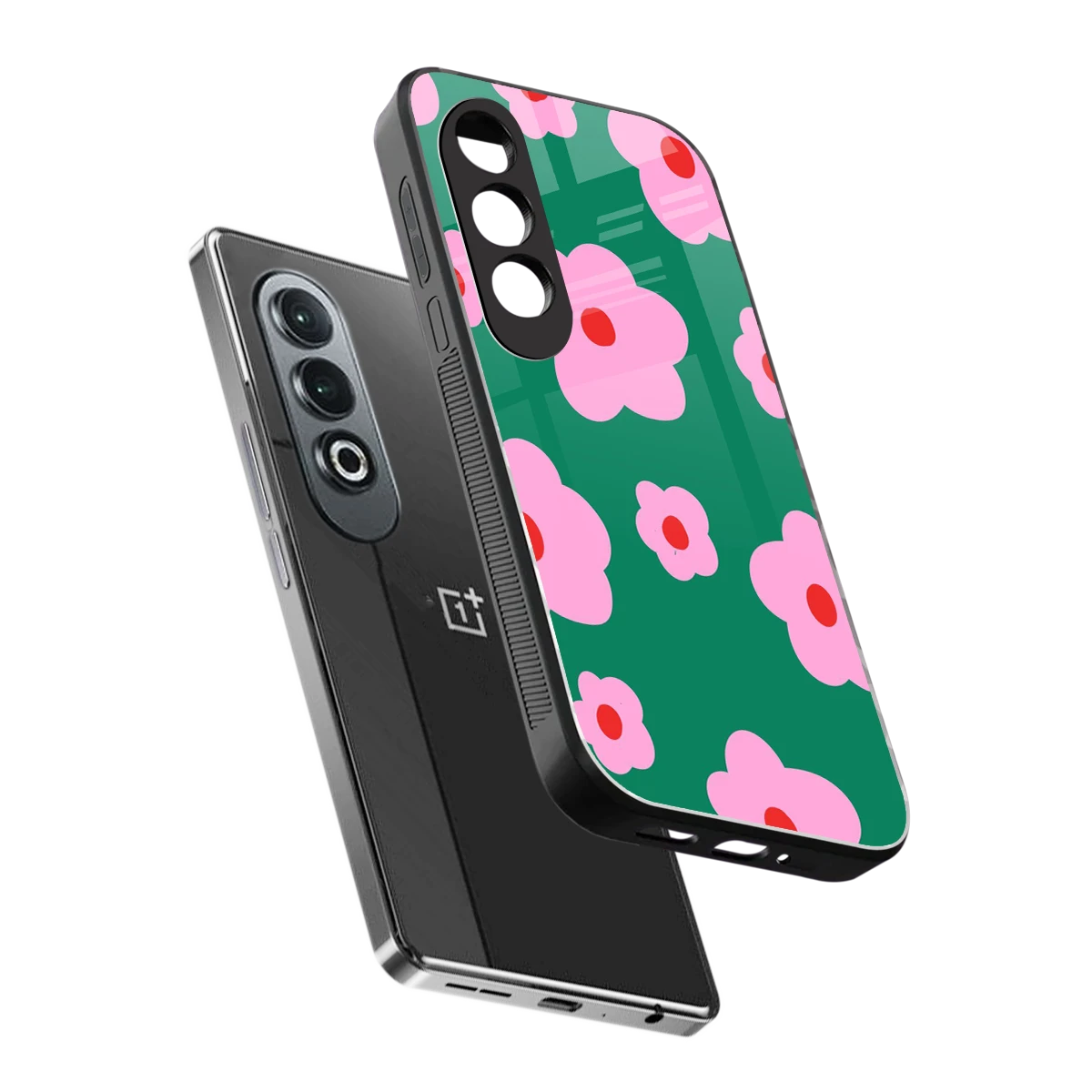 Pink Petal Parade sleek oneplus nord ce 4 cover with tempered glass back and TPU edges