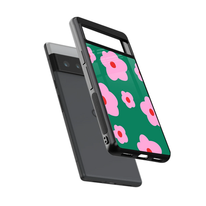 Pink Petal Parade sleek google pixel 6 pro cover with tempered glass back and TPU edges