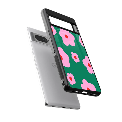 Pink Petal Parade sleek google pixel 7 pro cover with tempered glass back and TPU edges