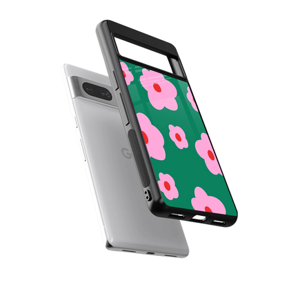 Pink Petal Parade sleek google pixel 7 cover with tempered glass back and TPU edges