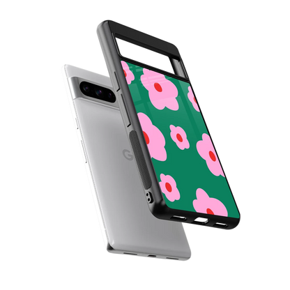 Pink Petal Parade sleek google pixel 8 pro cover with tempered glass back and TPU edges