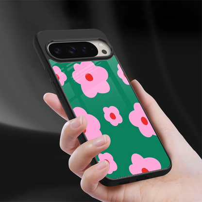 Pink Petal Parade sleek google pixel 9 pro cover with tempered glass back and TPU edges