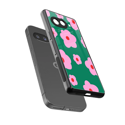 Pink Petal Parade sleek google pixel 9a cover with tempered glass back and TPU edges