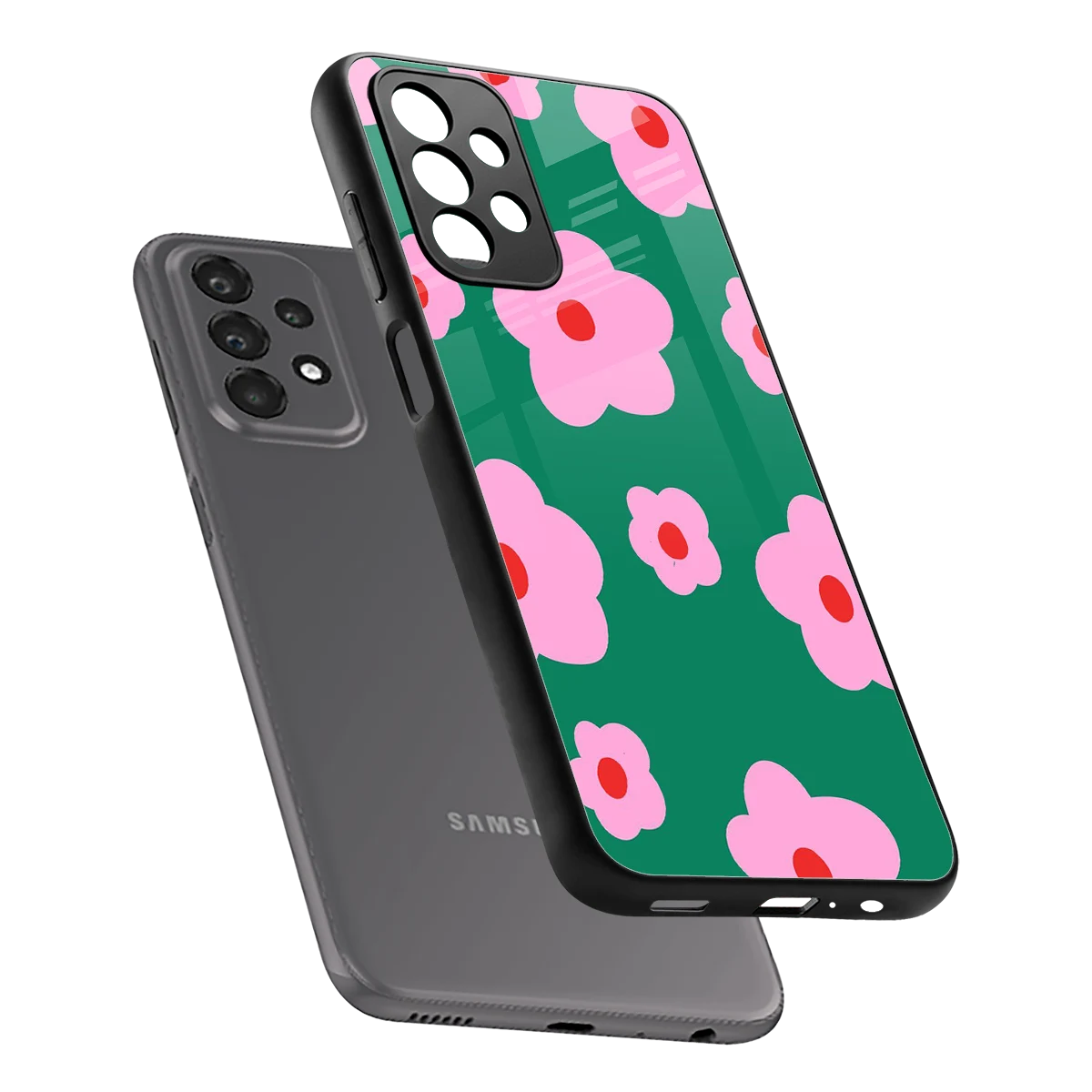 Pink Petal Parade sleek samsung galaxy a23 cover with tempered glass back and TPU edges