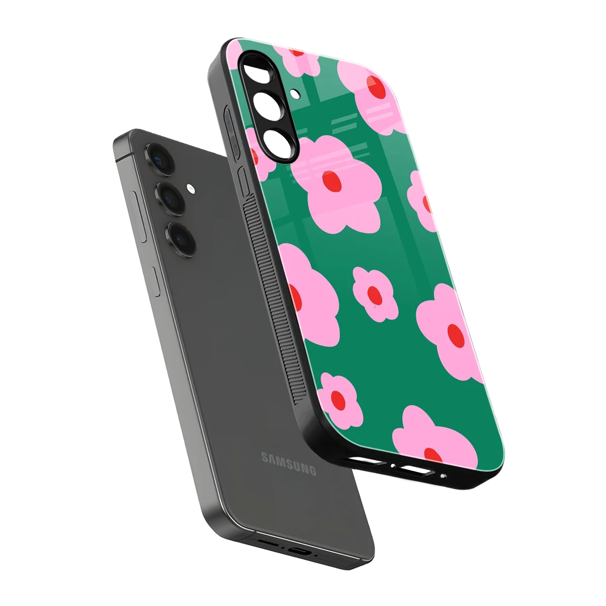 Pink Petal Parade sleek samsung galaxy a16 5g cover with tempered glass back and TPU edges