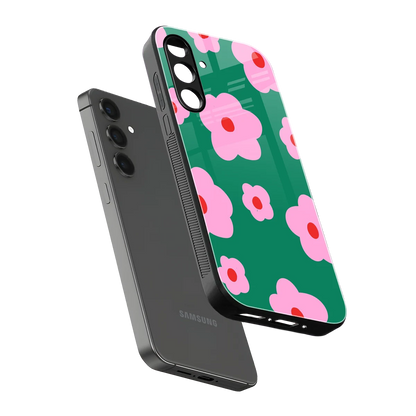 Pink Petal Parade sleek samsung galaxy m34 5g cover with tempered glass back and TPU edges