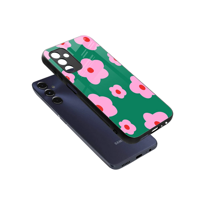 Pink Petal Parade sleek samsung galaxy m14 5g cover with tempered glass back and TPU edges