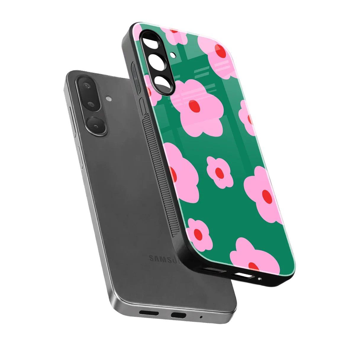 Pink Petal Parade sleek samsung galaxy m36 5g cover with tempered glass back and TPU edges