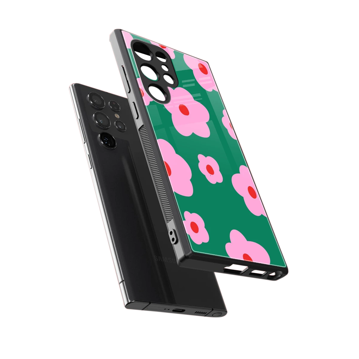 Pink Petal Parade sleek samsung galaxy s24 ultra cover with tempered glass back and TPU edges