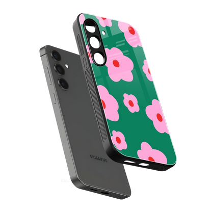 Pink Petal Parade sleek samsung galaxy s24 plus cover with tempered glass back and TPU edges