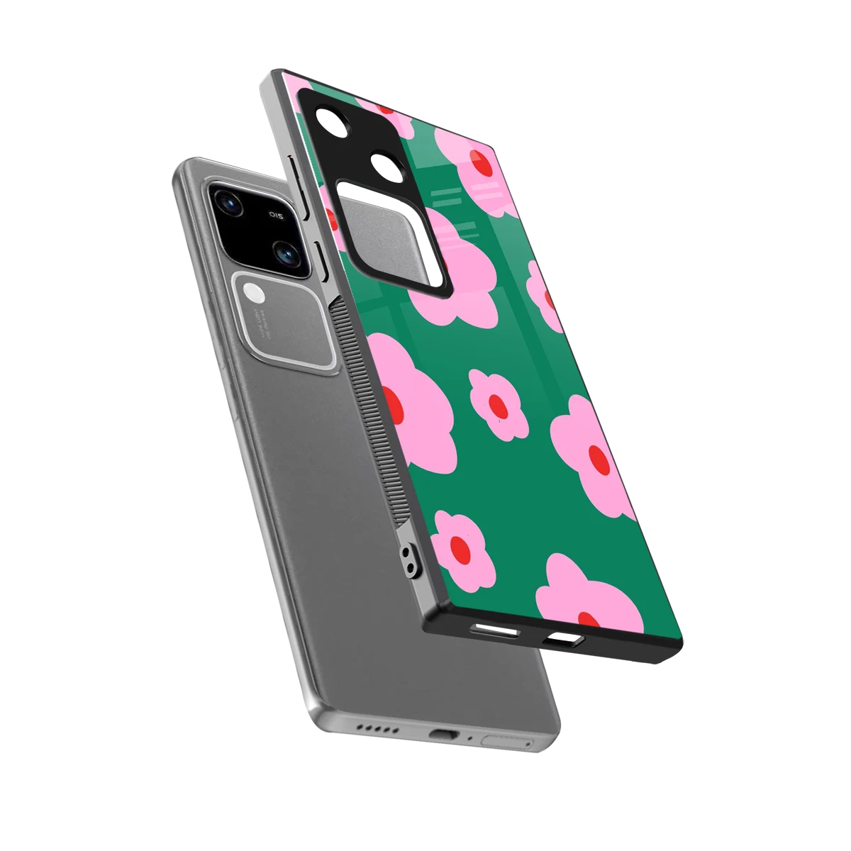 Pink Petal Parade sleek vivo v30 cover with tempered glass back and TPU edges