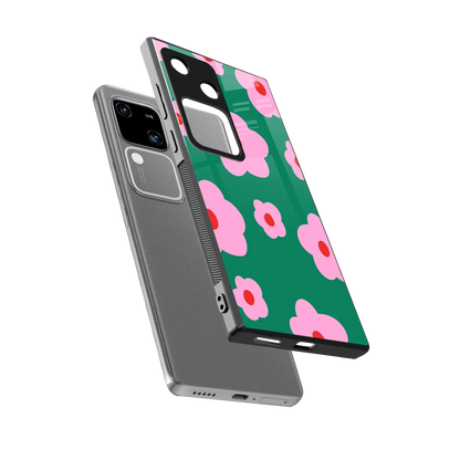 Pink Petal Parade sleek vivo v30 cover with tempered glass back and TPU edges