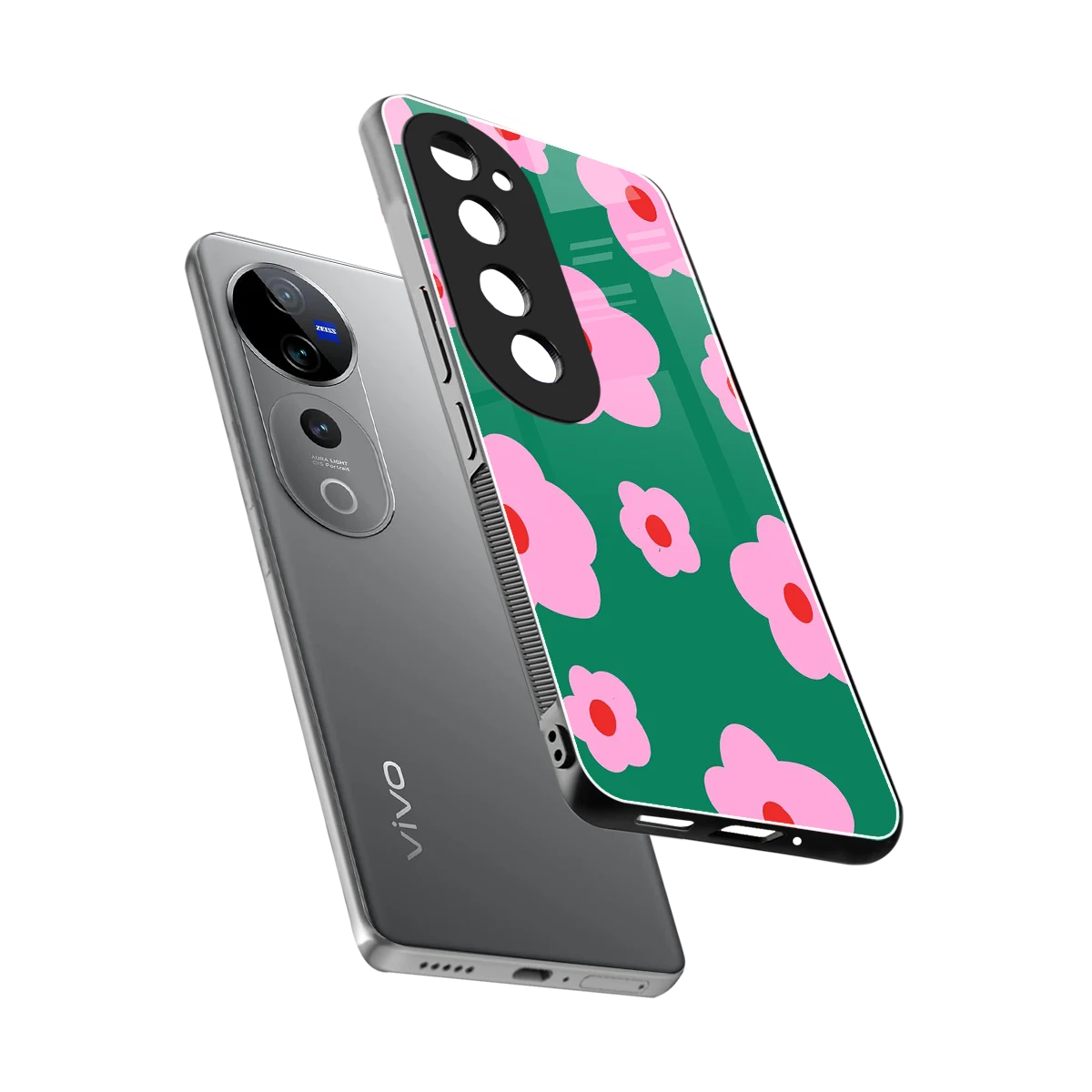 Pink Petal Parade sleek vivo v40 pro cover with tempered glass back and TPU edges