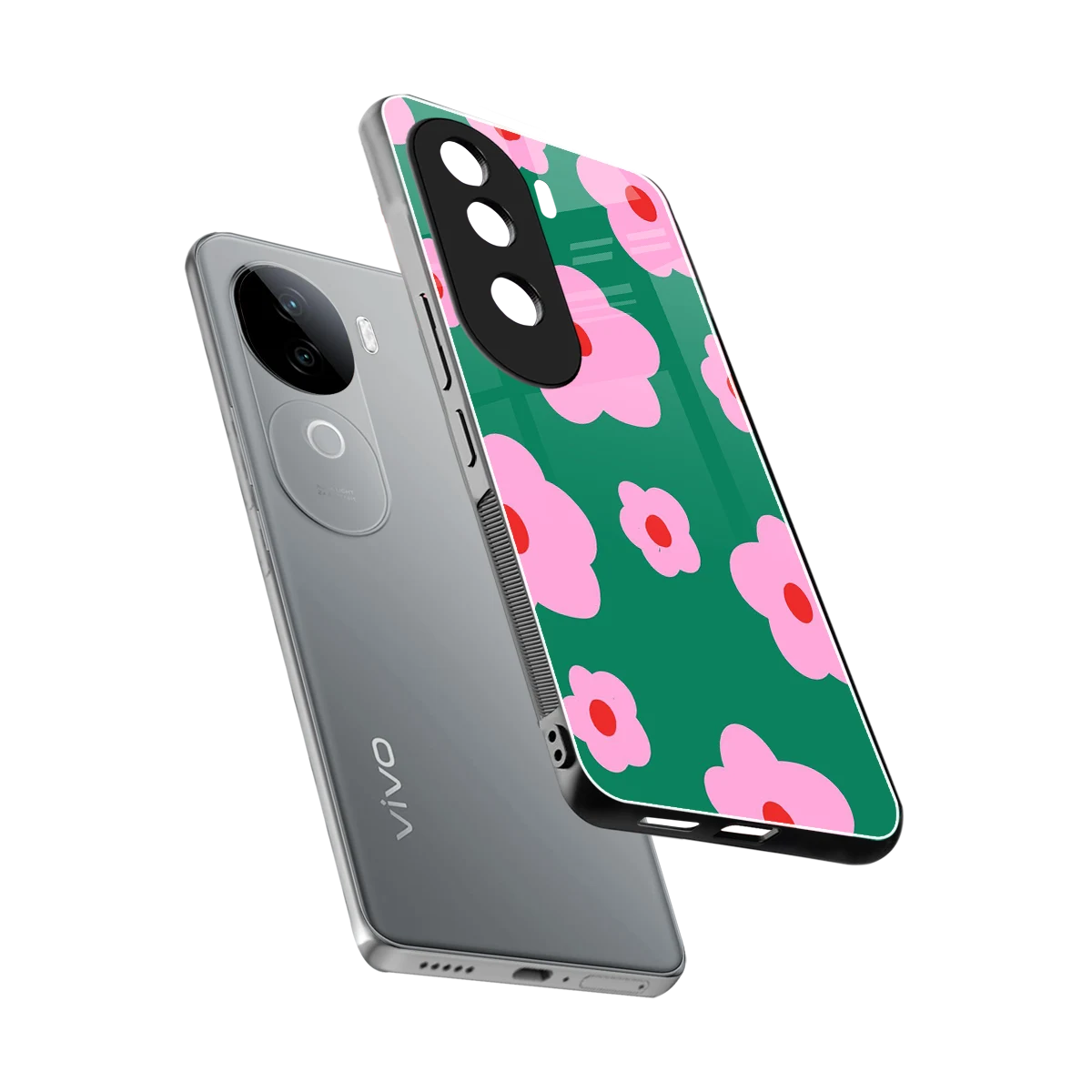 Pink Petal Parade sleek vivo v40e cover with tempered glass back and TPU edges