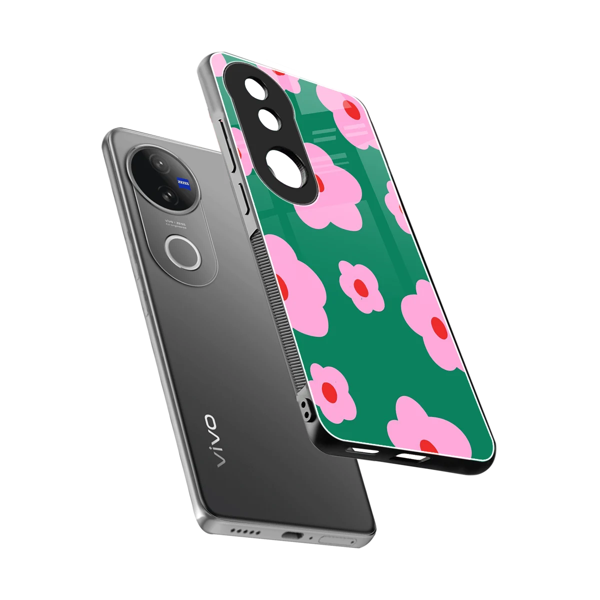Pink Petal Parade sleek vivo v50 cover with tempered glass back and TPU edges