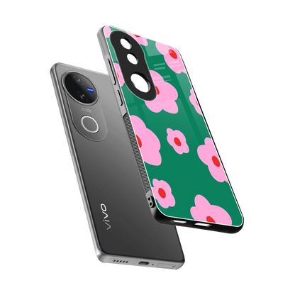 Pink Petal Parade sleek vivo v50 cover with tempered glass back and TPU edges