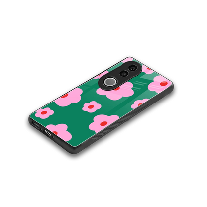Pink Petal Parade stylish phone case for vivo v50 | glossy glass and slim fit